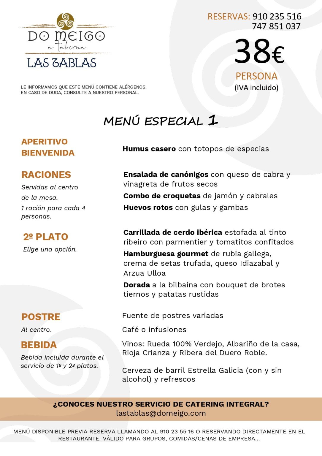 Menús Especiales Restaurantes Do Meigo