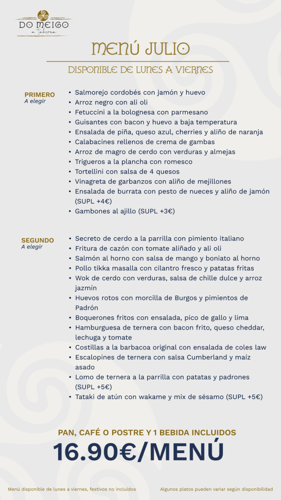 menú do meigo julio 2026