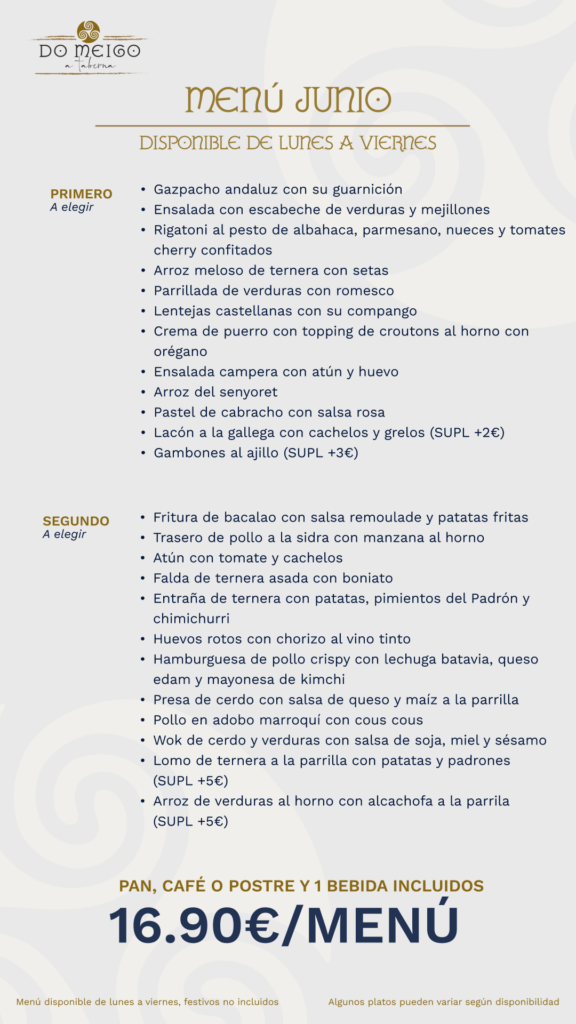 menú do meigo junio 2026