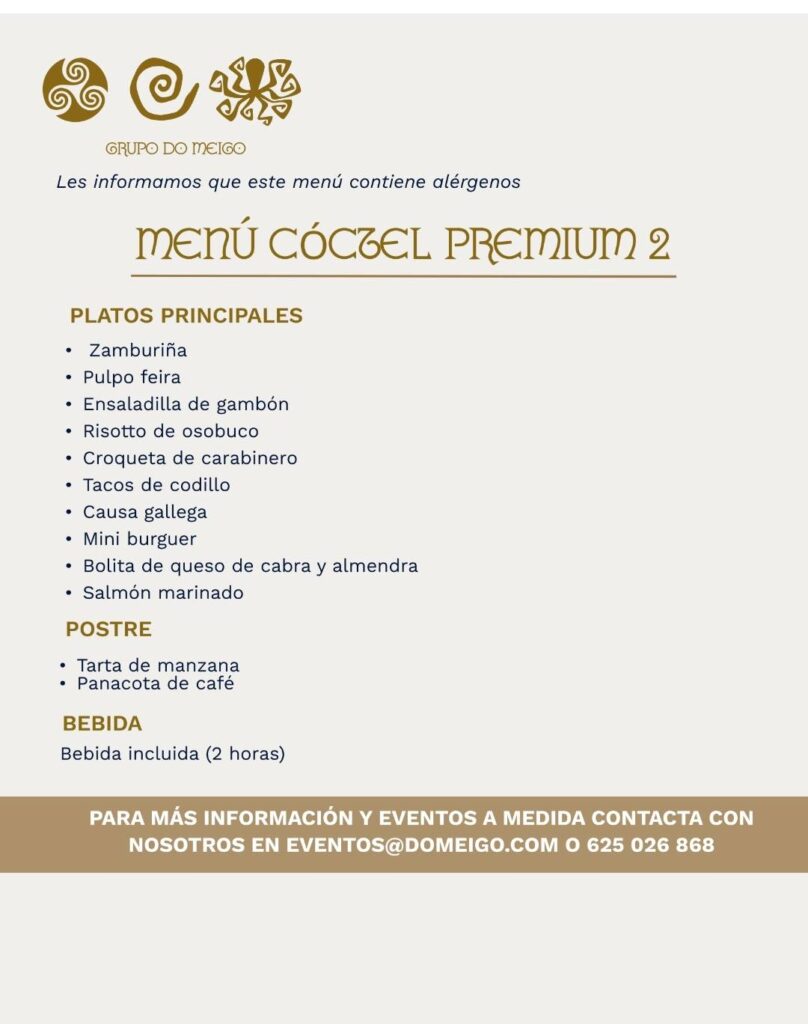menú especial cóctel premium 2